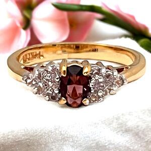 Vintage Ring Size 4 Purple & Clear Cubic Zirconia 14K Gold Plate Mid-Century 14K